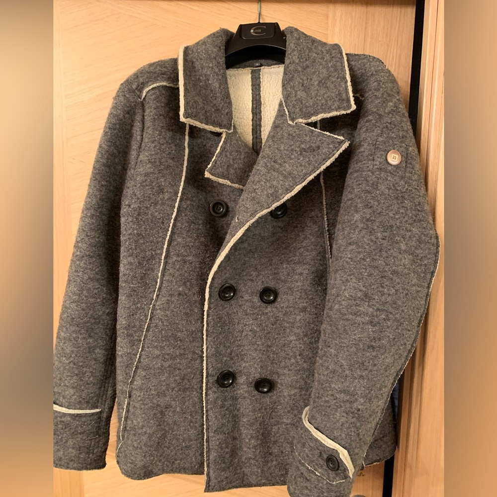 Slate & Stone Men's Wool/ Polyester Coat Double Breasted Solid Gray Size 50